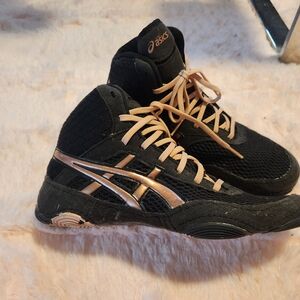 Asics Black and Gold High-Top Sneakers